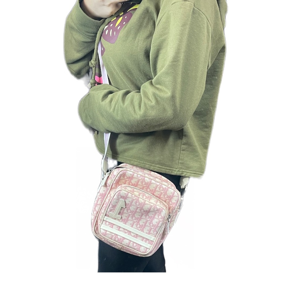 Christian Dior Vintage Y2K Trotter Monogram Pink/OffWhite Crossbody Shoulder Bag